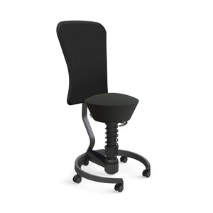 Aeris Swopper mit Rollen und Rückenlehne (Schwarz) – Ergonomischer Sitzhocker für aktives Sitzen