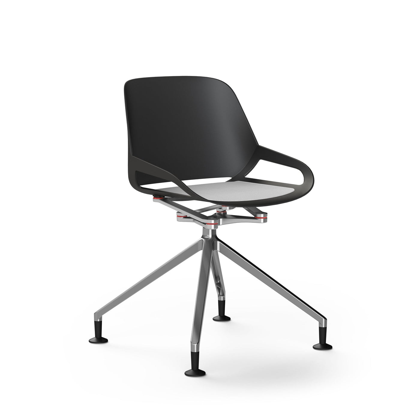 Aeris - Numo (Fußkreuz Gleiter) - Besprechungsstühle - Schwarz - Chrom Glänzend - Grau - 123HomeOffice
