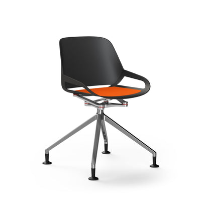 Aeris - Numo (Fußkreuz Gleiter) - Besprechungsstühle - Schwarz - Chrom Glänzend - Orange - 123HomeOffice