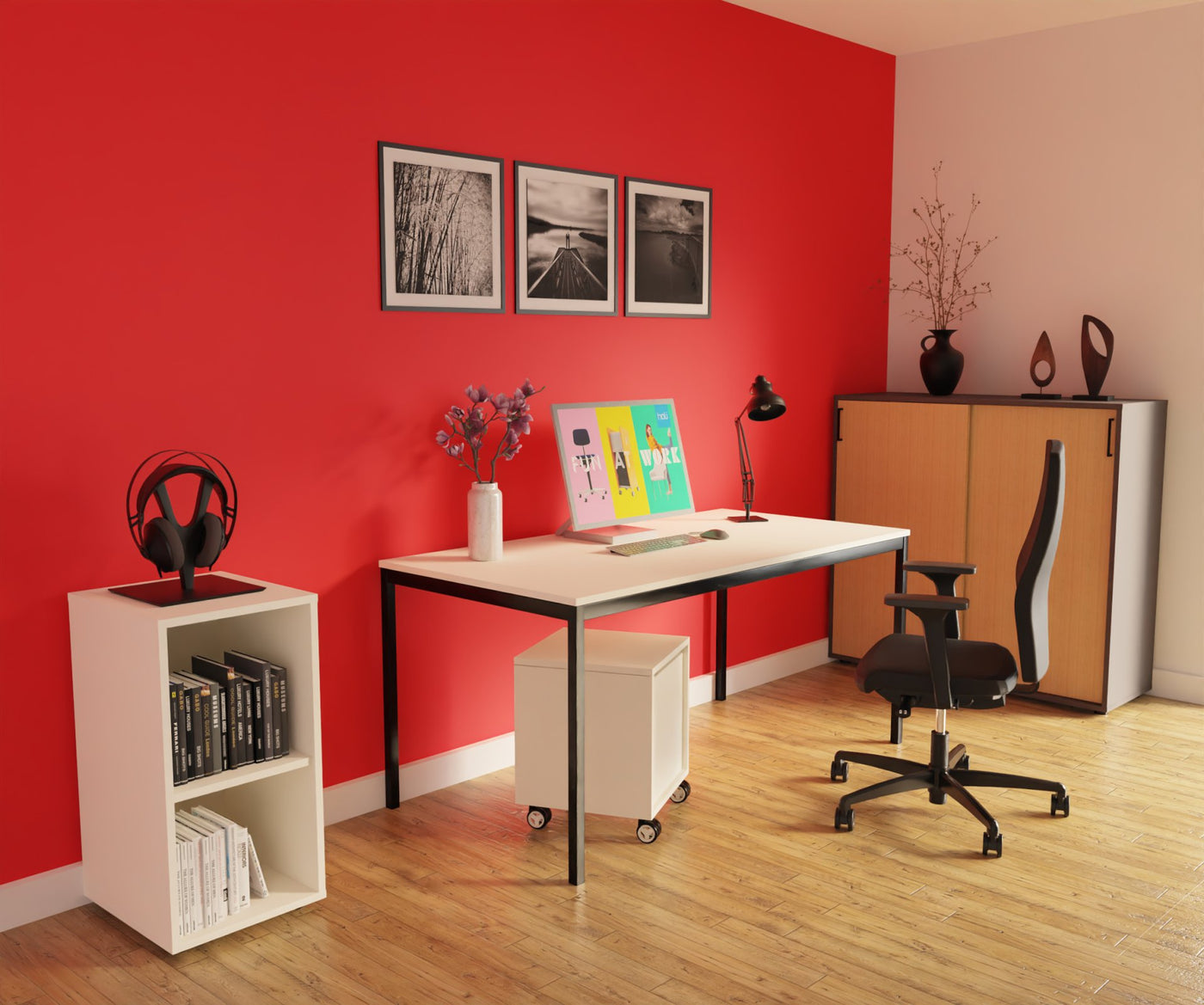 Hali - Hali Mix Schiebetürschrank - Storage - Größe (B x H x L): 120x115x44cm - Dark Grey / Eterno Oak - 123HomeOffice