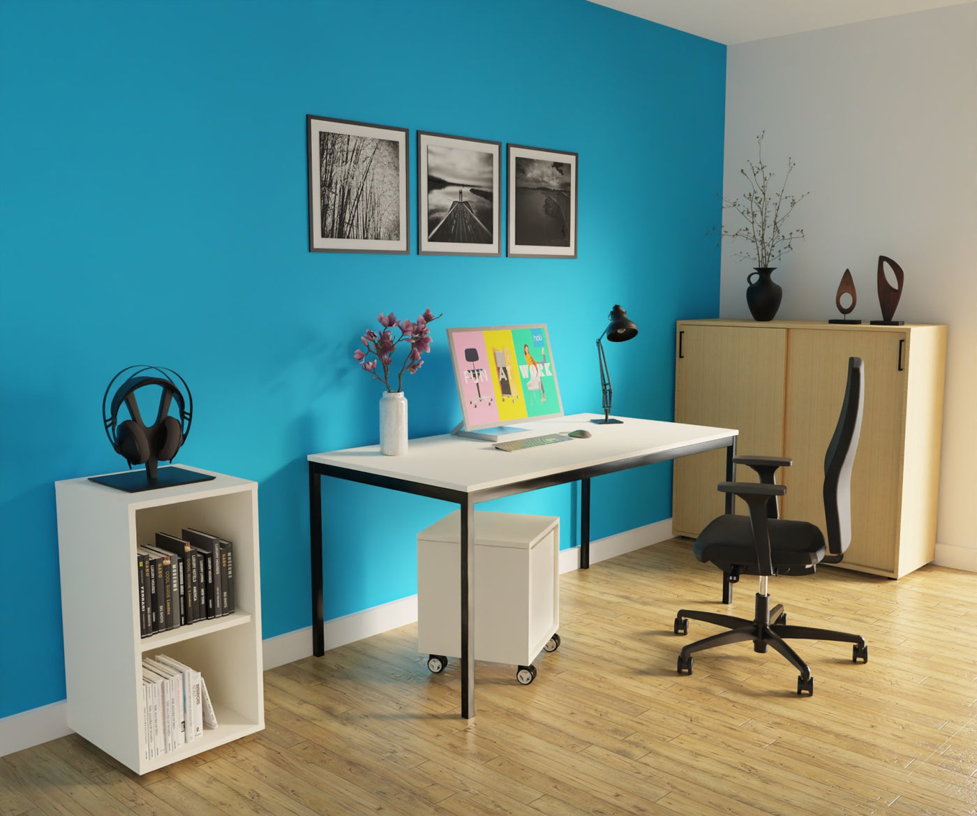 Hali - Hali Mix Schiebetürschrank - Storage - Größe (B x H x L): 120x115x44cm - Eterno Oak / Eterno Oak - 123HomeOffice
