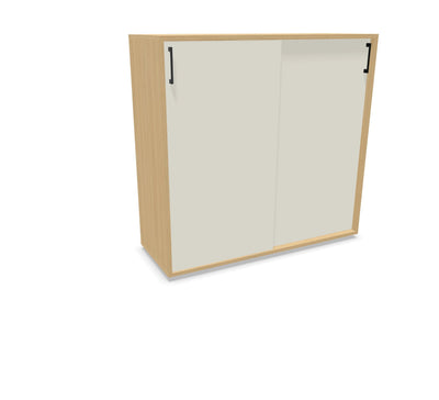 Hali - Hali Mix Schiebetürschrank - Storage - Größe (B x H x L): 120x115x44cm - Weiss / Eterno Oak - 123HomeOffice