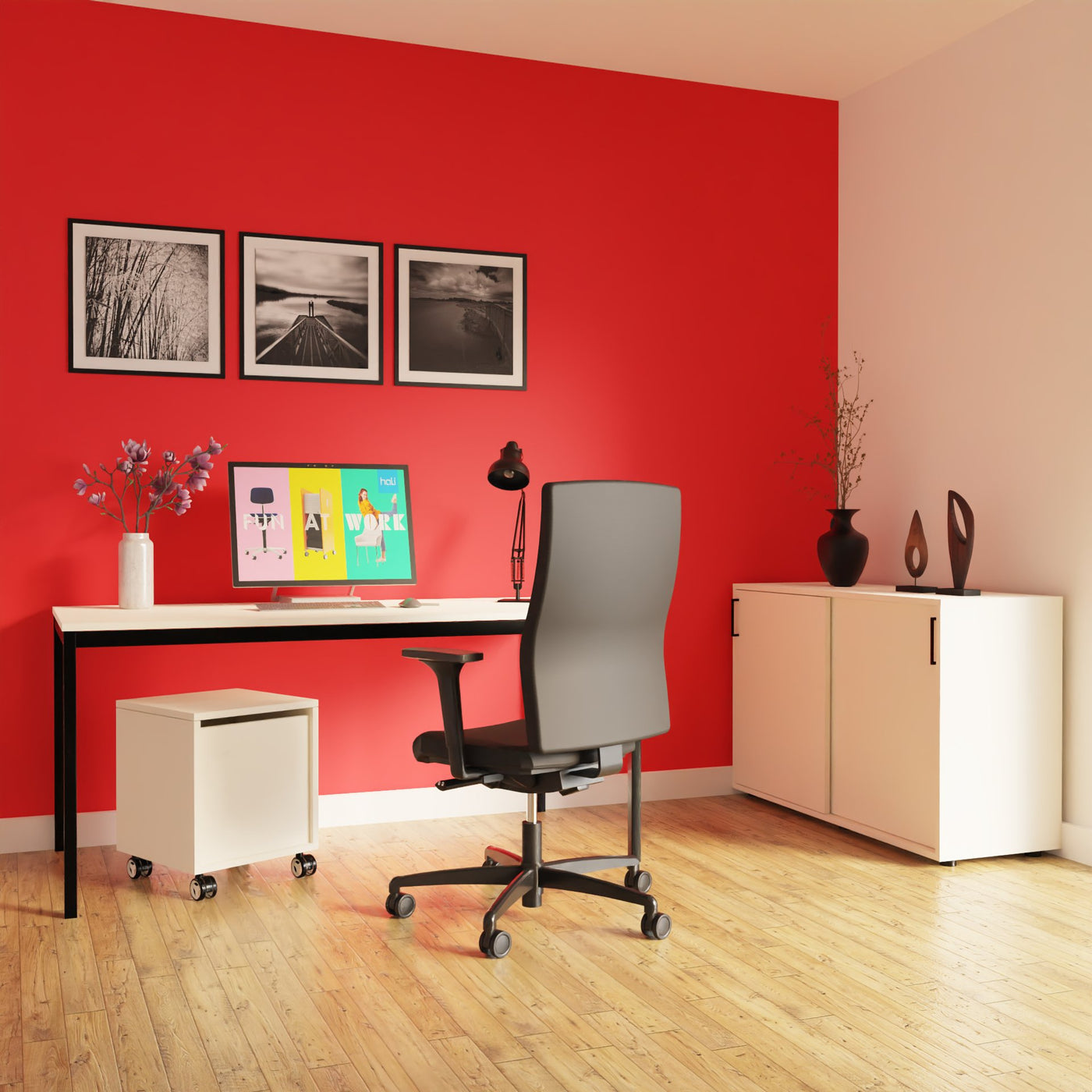 Hali - Hali Mix Schiebetürschrank - Storage - Größe (B x H x L): 120x77.5x44cm - Weiss / Weiss - 123HomeOffice