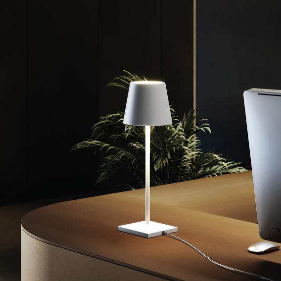 Zafferano Poldina Tragbare Tischlampe – Wiederaufladbar, Energieklasse A, Weiß