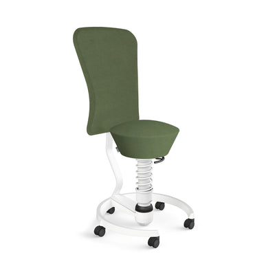 Swopper white with backrest castors hard floor